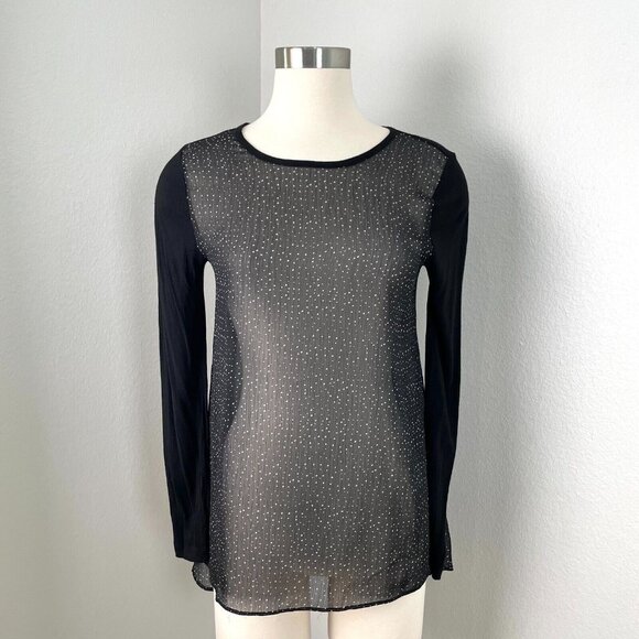 Two by Vince Camuto Womens XS Sheer Tunic Top Long Sleeve - Picture 1 of 10